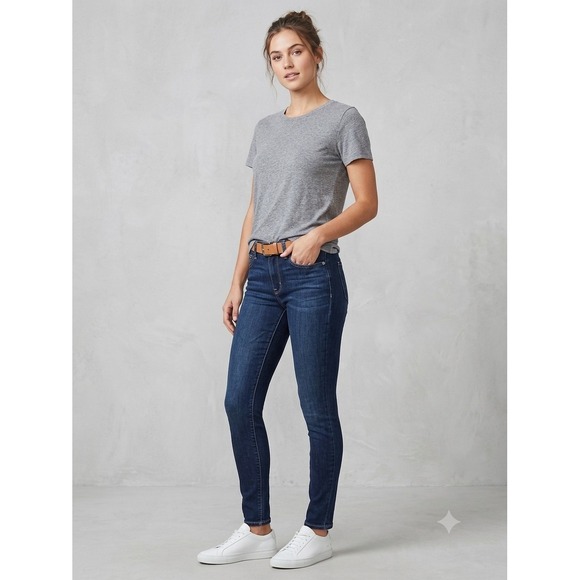 PAIGE Denim - PAIGE Hoxton Ankle Skinny Jeans Dark Indigo High Rise Denim Womens Size 25